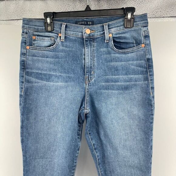 Level 99 Anthropologie High Rise Skinny Crop Jeans Blue Stretch Denim 12/31 - Picture 3 of 16
